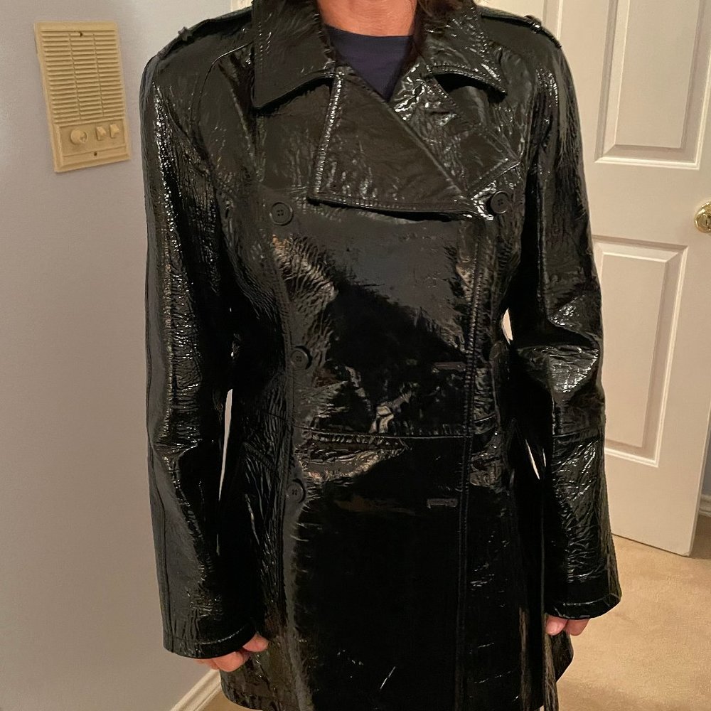 Gianni Versace Patent Leather Black Coat